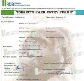 Permit to trek gorillas in Rwanda